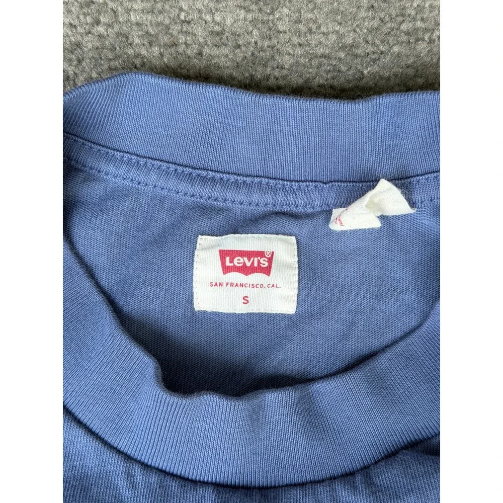 Levis Mens Small Blue Rainbow Embroidered Logo Short Sleeve Cotton T-Shirt